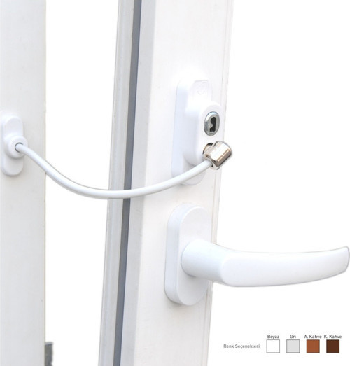 Anahtarlı Halatlı Pvc Kapı Pencere Emniyet Kilidi GO-53-vice 02589