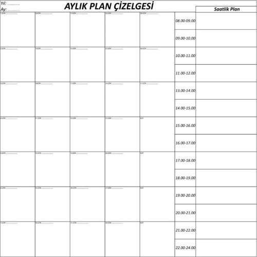Aylık Planlayıcı Manyetik Duvar Stickerı Takvim Plan Çizelgesi GO-53-vice 05008