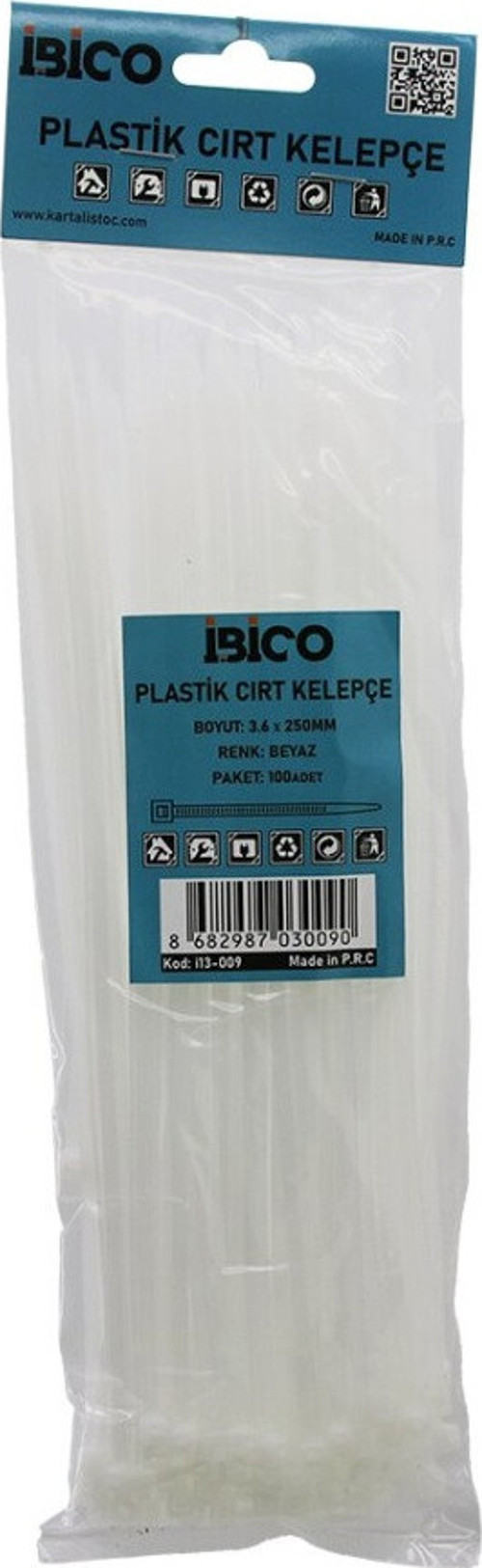 100PCS BEYAZ 3.6X250MM PLASTİK CIRT KELEPÇE GO-53-vice 03863