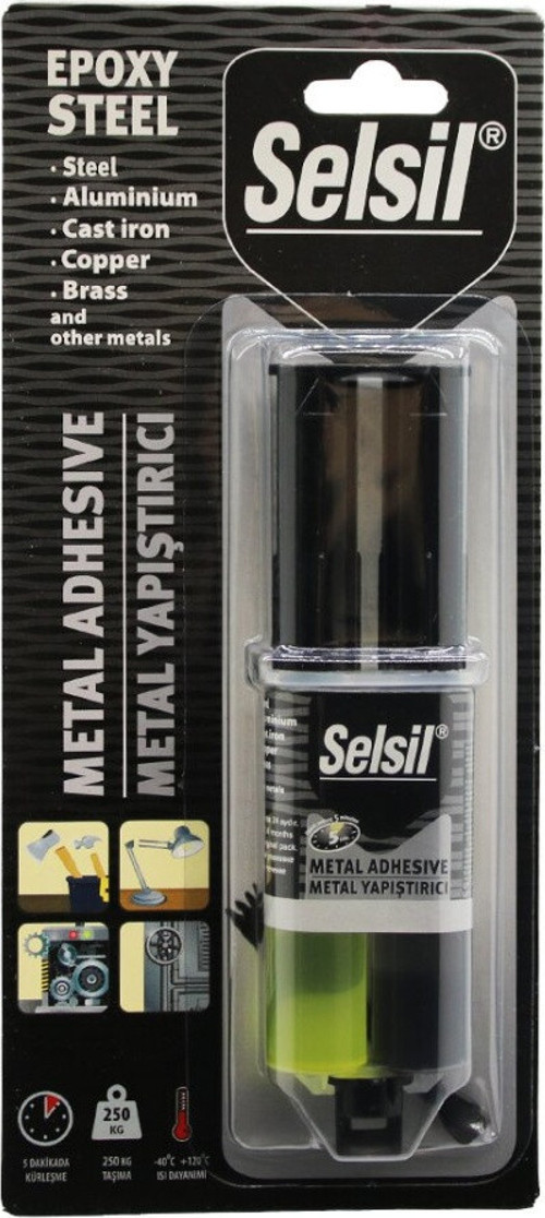 SELSİL EPOXY STEEL METAL ŞIRINGA EPOKSİ YAPIŞTIRICI 28GR. METAL - ÇELİK - ALÜMİNYUM - AHŞAP - PLASTİ