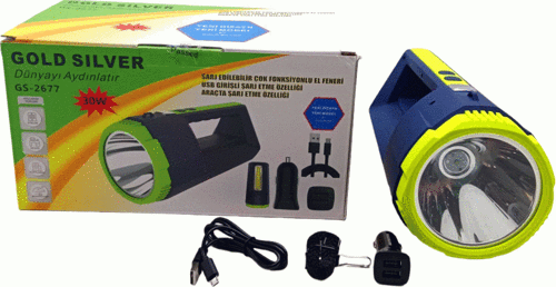 2İN1 30W - 10W COB LED USB - OTO ŞARJLI EL FENERİ PROJEKTÖR GO-53-vice 02522