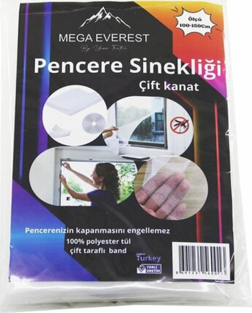 ÇİFT KANAT TÜL PENCERE SİNEKLİK 100X150CM - 5MT BANT GO-53-vice 03603