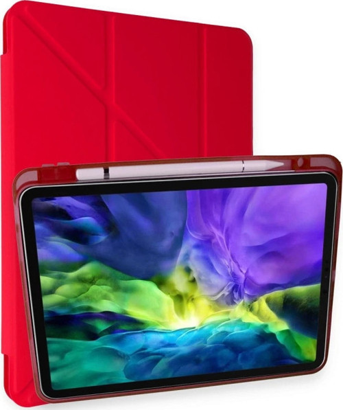 İpad Pro 11 (2024) Kılıf Kalemlikli Mars Tablet Kılıfı - Kırmızı