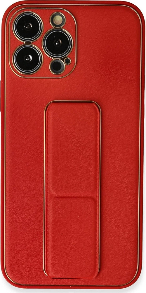 İphone 13 Pro Kılıf Coco Deri Standlı Kapak - Kırmızı