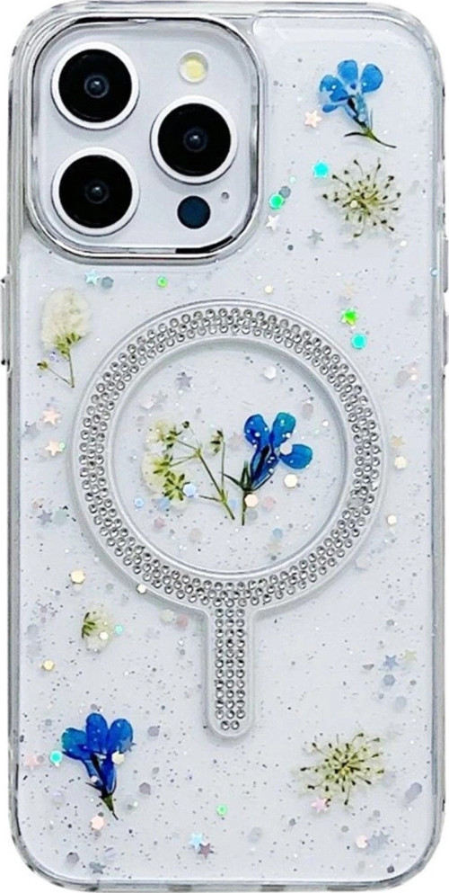 İphone 14 Pro Max Flower Magsafe Kapak - Krem