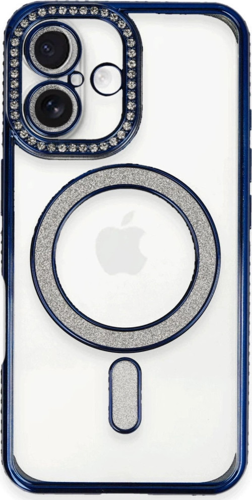 İphone 16 Kılıf Joke Simli Magneticsafe Kılıf - Lacivert