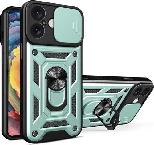 İphone 16 Kılıf Pars Lens Yüzüklü Silikon - Yeşil