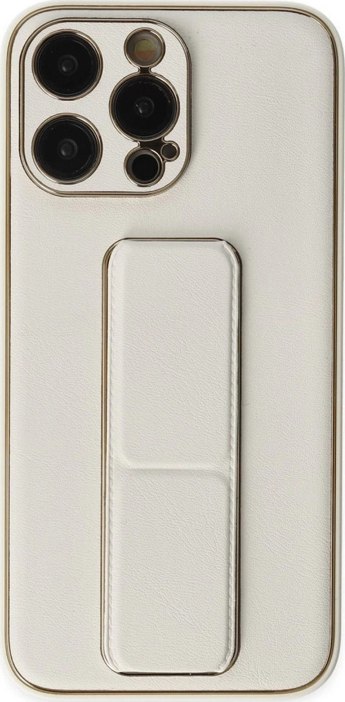 İphone 13 Pro Kılıf Coco Deri Standlı Kapak - Beyaz