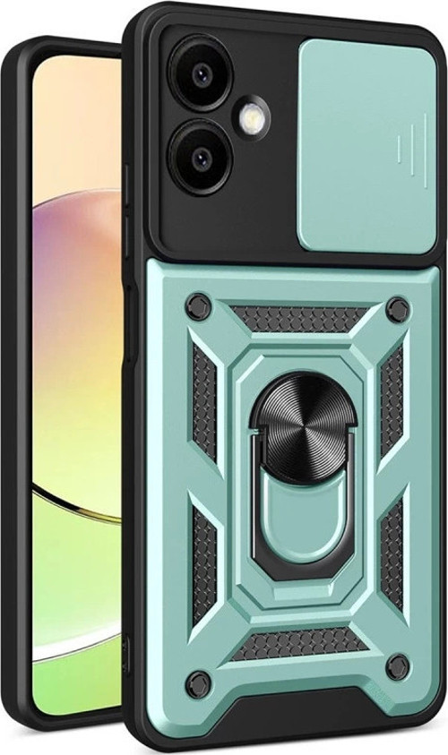 Samsung Galaxy A06 Kılıf Pars Lens Yüzüklü Silikon - Yeşil