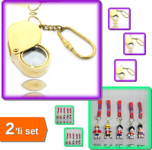 1 Adet Luffy Silikon Anahtarlık + 1 Adet Pirinç Büyüteç Anahtarlık Model 2 - 2li Set W7L8B0