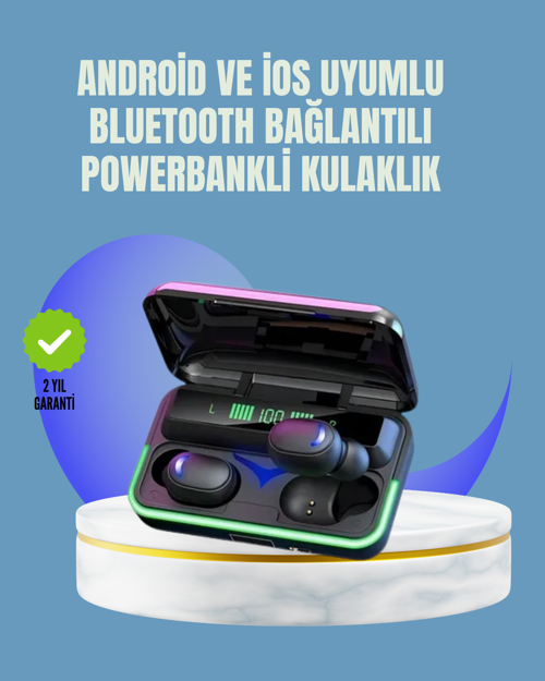 Uzun Pil Ömürlü E10 Powerbank Bluetooth Kulaklık Led Gösterge