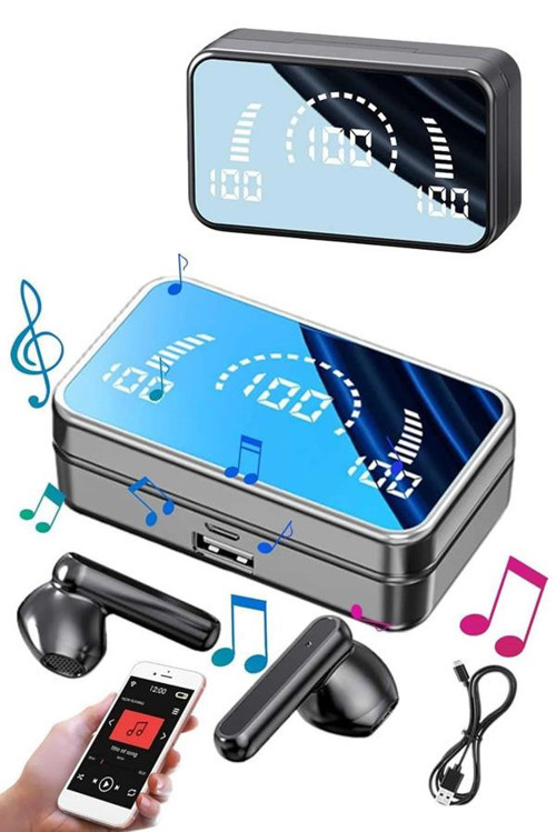 Yeni Nesil Kablosuz Kulaklık Aynalı Powerbank Özellikli Bluetooth Bağlantılı