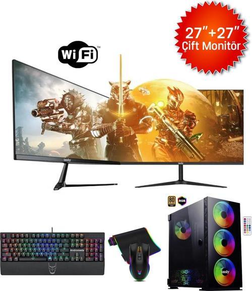 İzoly Sune X R5 5500 32GB 256GB M.2 NVME+512GB SSD GeForce RTX 4060 8GB 27"+27"Oyuncu Bilgisayarı