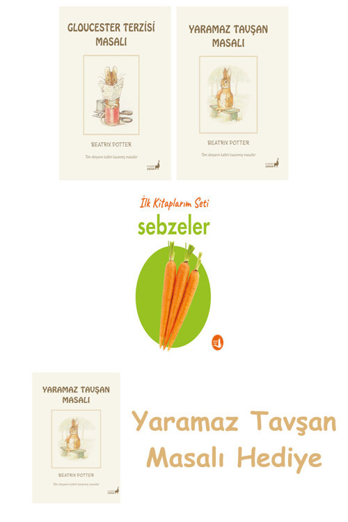 + Beatrix Potter 9 - Yaramaz Tavşan Masalı + İlk Kitaplarım - Sebzeler (Ciltli)
