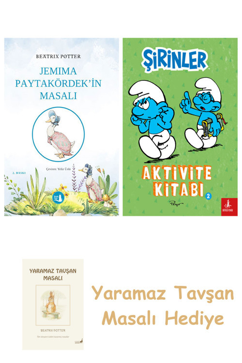 Jemima Paytakördek'İn Masalı + Şirinler - Aktivite Kitabı 2 + Yaramaz Tavşan Masalı