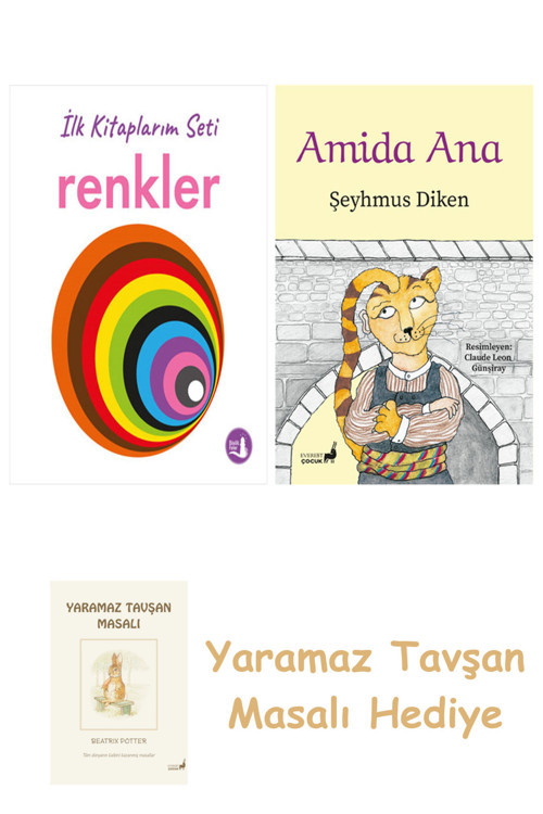 İlk Kitaplarım - Renkler (Ciltli) + Amida Ana + Yaramaz Tavşan Masalı