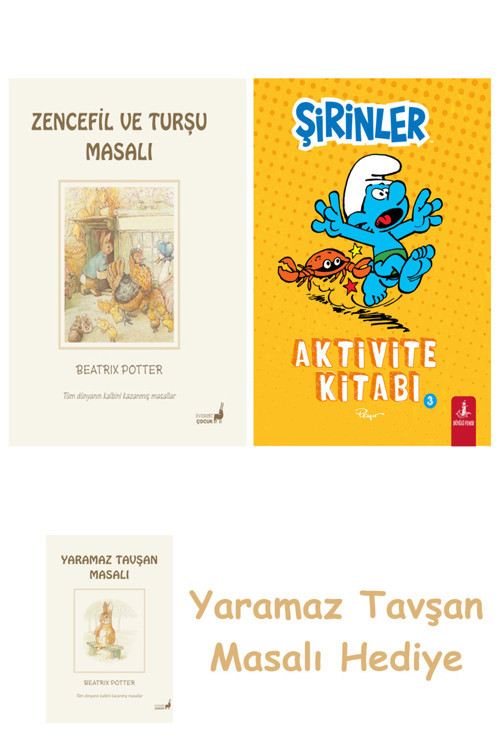 Beatrix Potter 15 - Zencefil Ve Turşu Masalı + Şirinler - Aktivite Kitabı 3 + Yaramaz Tavşan Masalı