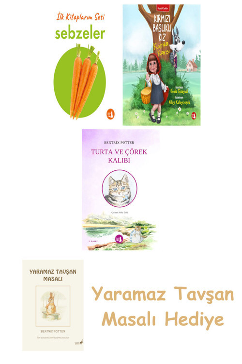 İlk Kitaplarım - Sebzeler (Ciltli) + Kırmızı Başlıklı Kız Kurda Karşı + Turta Ve Çörek Kalıbı