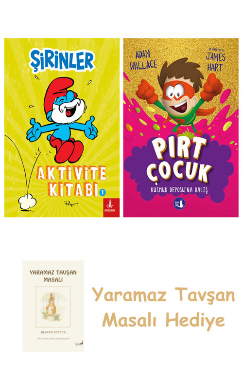 Şirinler - Aktivite Kitabı 1 + Pırt Çocuk 3 - Kusmuk Deposuna Dalış + Yaramaz Tavşan Masalı
