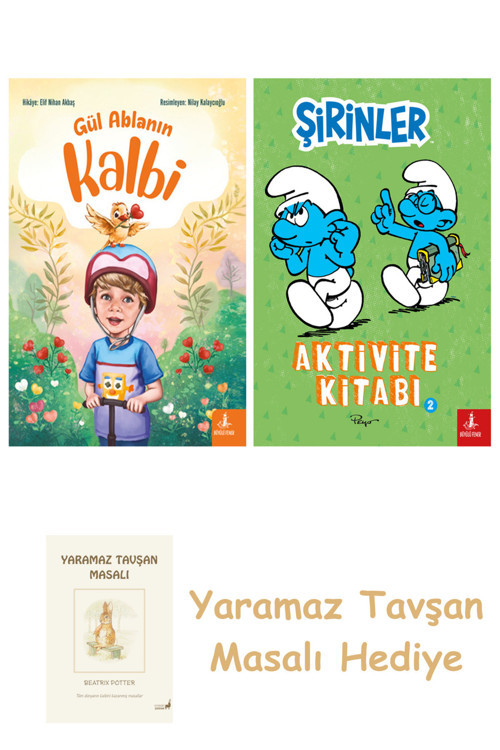 Gül Ablanın Kalbi + Şirinler - Aktivite Kitabı 2 + Yaramaz Tavşan Masalı