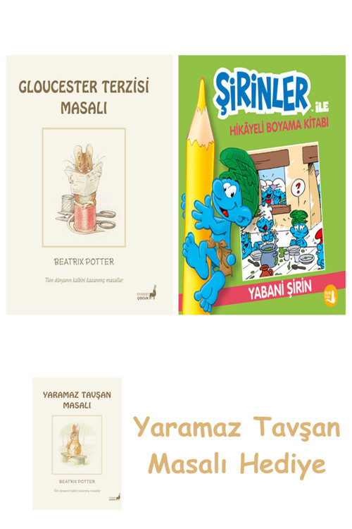 + Şirinler İle Hikâyeli Boyama Kitabı - Yabani Şirin + Yaramaz Tavşan Masalı