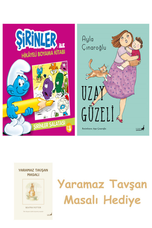 Şirinler İle Hikayeli Boyama Kitabı - Şirinler Salatası + Uzay Güzeli + Yaramaz Tavşan Masalı
