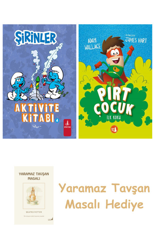 Şirinler - Aktivite Kitabı 4 + Pırt Çocuk 1 - İlk Koku + Yaramaz Tavşan Masalı