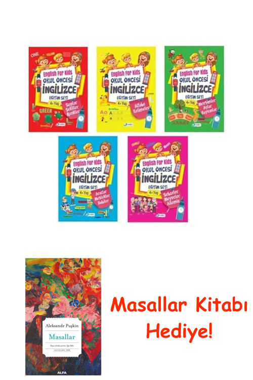 4-6 Yaş Okul Öncesi İngilizce Eğitim Seti - 5 Kitap + Masallar Kitabı