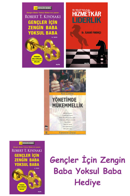 Gençler İçin Zengin Baba Yoksul Baba + Hizmetkar Liderlik (Cep Boy) + Yönetimde Mükemmellik