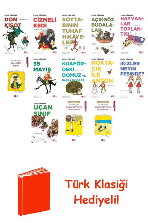Erich Kästner 13 Kitap Seti + Türk Klasiği Hediye