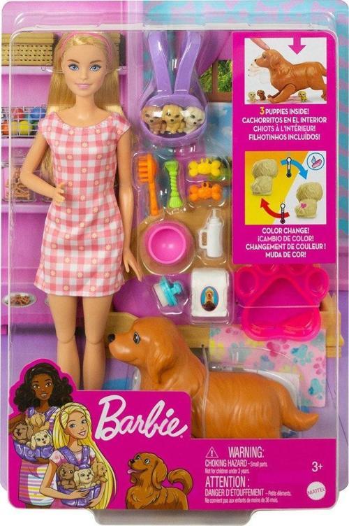 HCK75 Barbie ve Yeni Doğan Köpekler Oyun Seti, Barbie ve Hayvanları