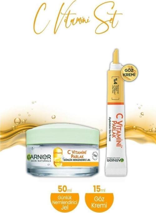 Günlük Nemlendirici Jel C Vitamini 50 ml + Aydınlatıcı Göz Kremi C Vitamini 15 ml