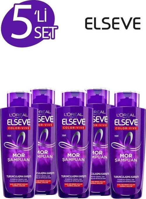Loreal Elseve Turunculaşma Karşıtı Mor Şampuan 200 ml x 5 Adet