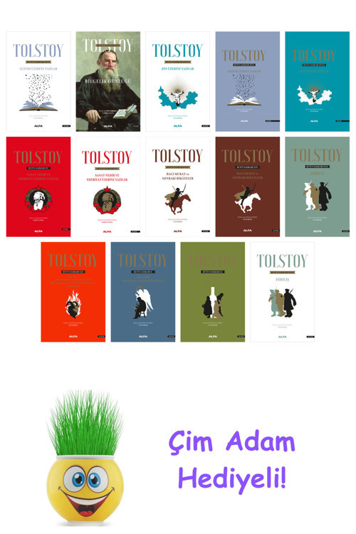 Lev Nikolayeviç Tolstoy 14 Kitap Seti + Çim Adam Hediye