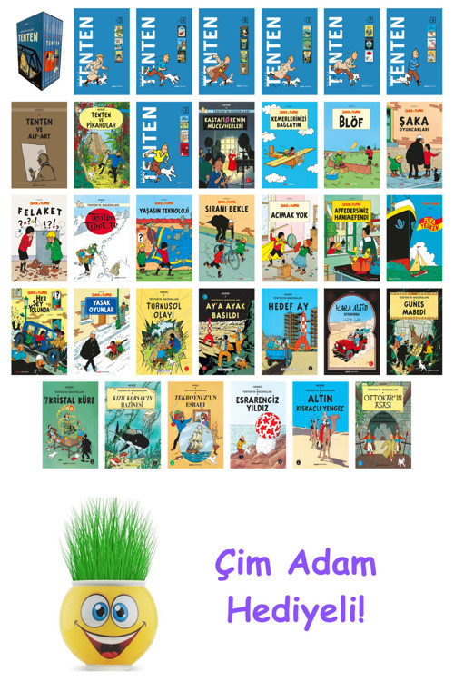Herge 34 Kitap Seti + Çim Adam Hediye