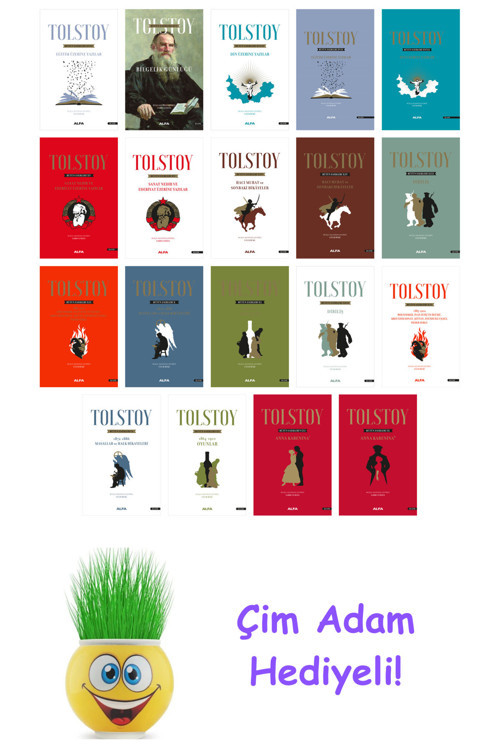 Lev Nikolayeviç Tolstoy 19 Kitap Seti + Çim Adam Hediye
