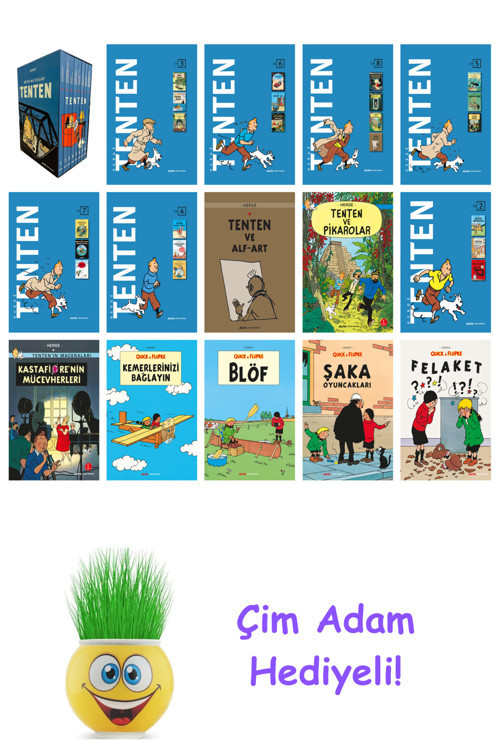 Herge 15 Kitap Seti + Çim Adam Hediye