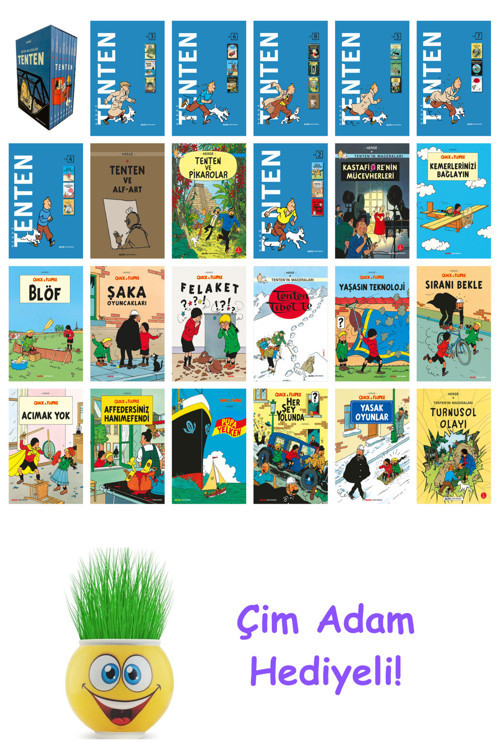 Herge 24 Kitap Seti + Çim Adam Hediye