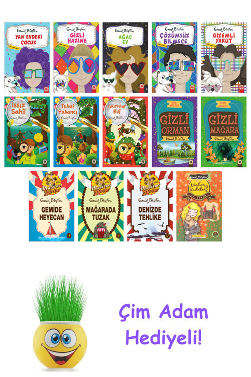 Enid Blyton 14 Kitap Seti + Çim Adam Hediye