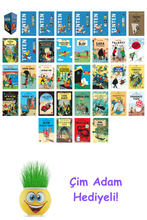 Herge 36 Kitap Seti + Çim Adam Hediye