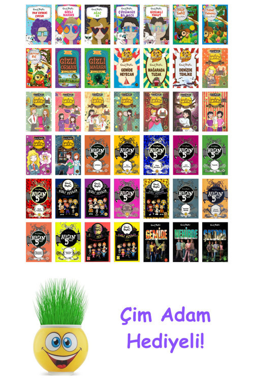 Enid Blyton 42 Kitap Seti + Çim Adam Hediye