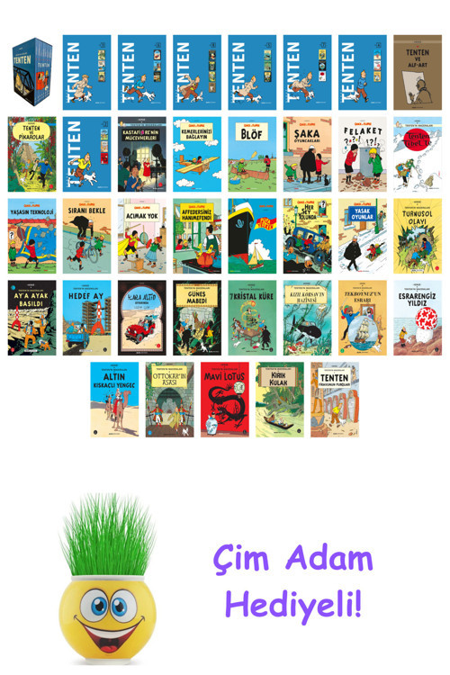 Herge 37 Kitap Seti + Çim Adam Hediye