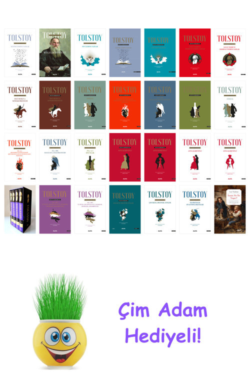 Lev Nikolayeviç Tolstoy 28 Kitap Seti + Çim Adam Hediye