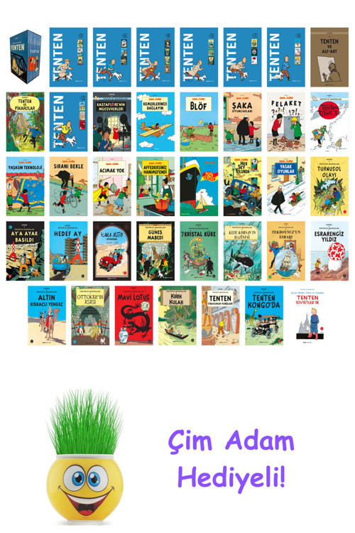 Herge 39 Kitap Seti + Çim Adam Hediye