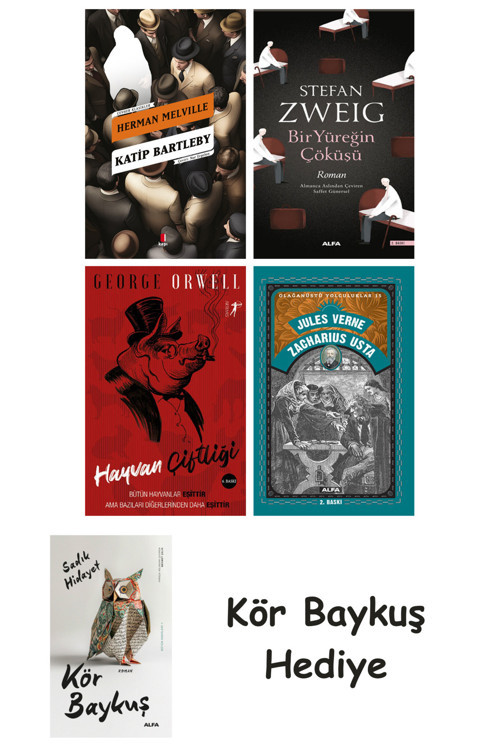 Katip Bartleby + Bir Yüreğin Çöküşü + Hayvan Çiftliği + Zacharius Usta + Kör Baykuş