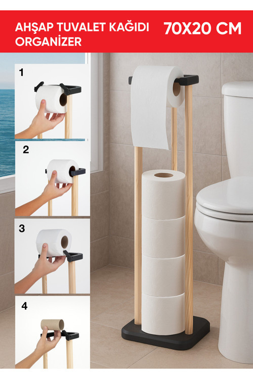 NATUREHOME NP01 MASİF AHŞAP ORGANİK DEKORATİF BANYO 70X20 TUVALET KAĞIDI ORGANİZERİ VE İSTİF ALANI