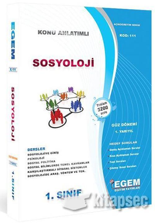 1.SINIF 1.YARIYIL SOSYOLOJİ  KONU ANLATIM GÜZ DÖNEMİ - EGEM YAYINLARI