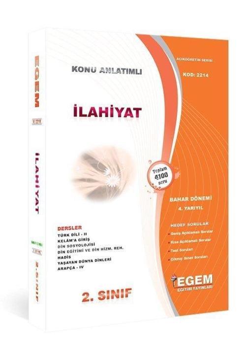 2.SINIF 4.YARIYIL İLAHİYAT K.A BAHAR DÖNEMİ - EGEM