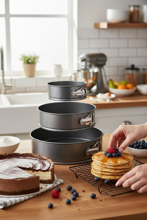 Çınar 3 lü kelepçeli kek kalıbı - 3 lü kek kalıbı seti 24-26-28 cm.