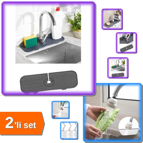 Su Emici Sihirli Mutfak Banyo Musluk Matı + Oynar Musluk Başlığı 3 Modlu - 2li Set L5D6H0